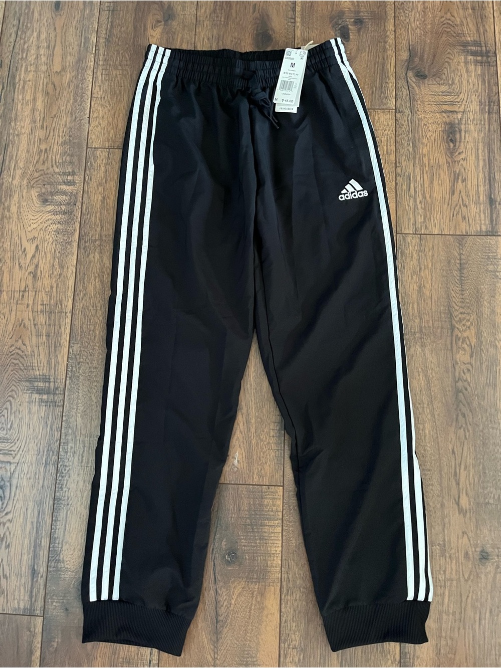 adidas Black Sweatpant Joggers with White Side Stripes